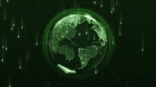 Rotating Earth In A Digital Frame Over A Futuristic Hi Tech V02