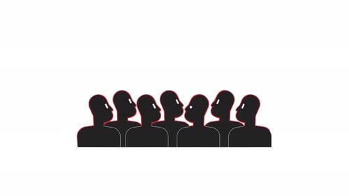 Flat Design Animated Silhouettes of People Group