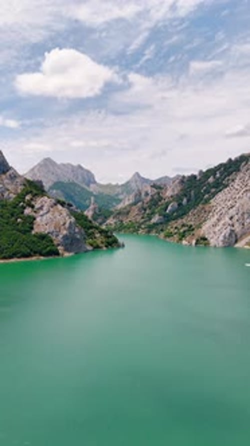 Idyllic Lake and Mountains Landscape From Above