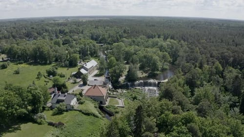 National Estonian park with river and a castle