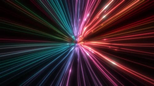 Colorful Light Streaks And Particles Data Flowing Tunnel Seamless Loop