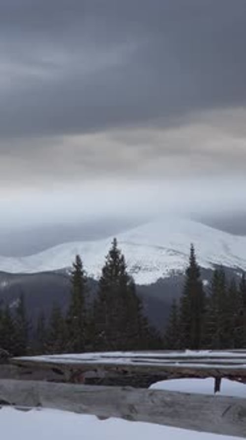 Clouds Over Hoverla Mountain in Winter