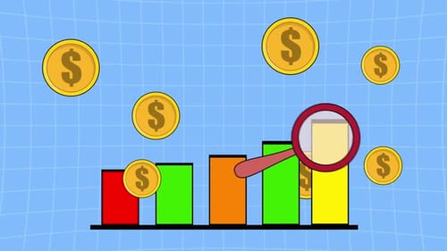 Magnifying Glass Examines Business İnfographics