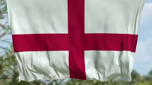 Waving England Flag Loop with Realistic Fabric Movement