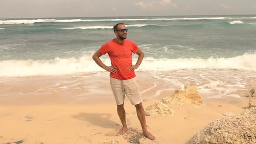 Young Man Beach Joy