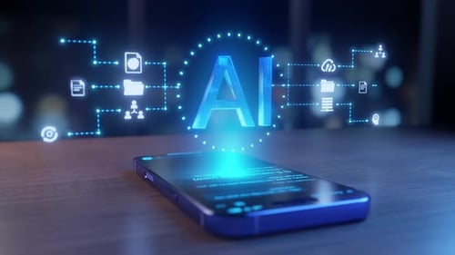 Futuristic AI Network on Smartphone Screen