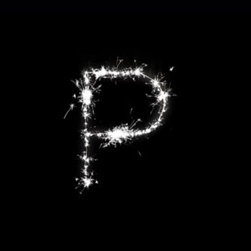 Sparkling Letter P Reveal Animation with Firework Effect