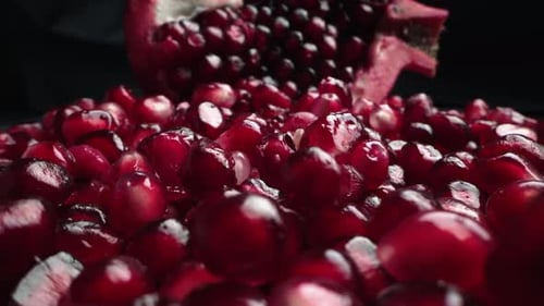 Fresh Ripe Pomegranate with Seeds Close Up ProRes