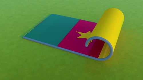 Cameroon National Flag Unrolling 3D Animation