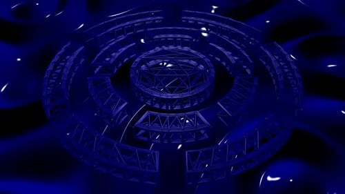 Futuristic Blue Glowing Abstract Sci-Fi Circular Structure Loop