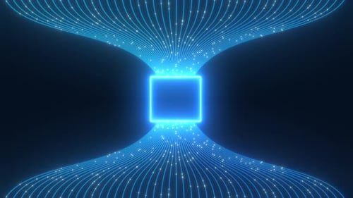 Glowing Blue Data Flow Lines Connecting to Central Core