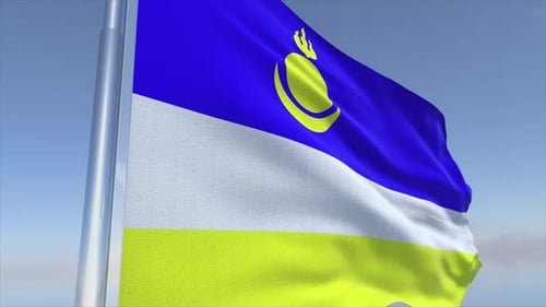 Hintergrund mit burjatischer Flagge, sendebereit, 4K