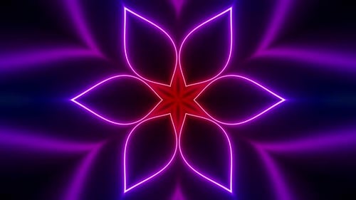 Kaleidoscope Neon Wave Loop - Colorful Abstract Background