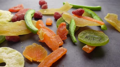 Colorful Candied Fruit Slices on Neutral Surface