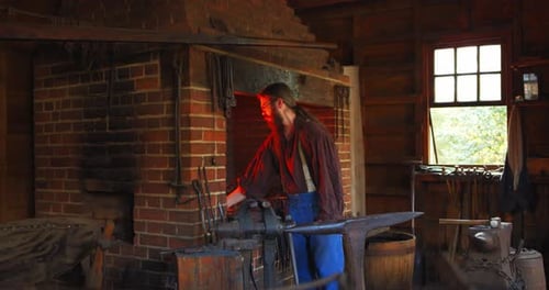 Mount Vernon, Virginia / USA - November 13, 2019: Blacksmith, Historical Reenactment