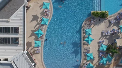 Aerial view of pool and garden area, Australia.