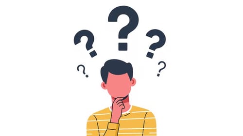 Animated Person With Question Marks Thinking Flat Design
