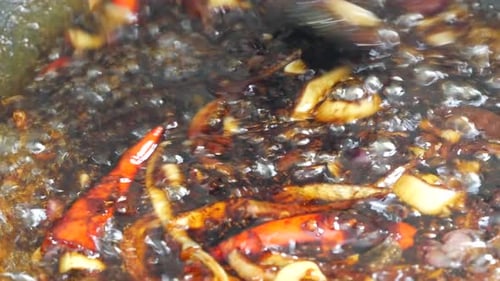 Delicious Cooking Sauce with Onions and Red Peppers