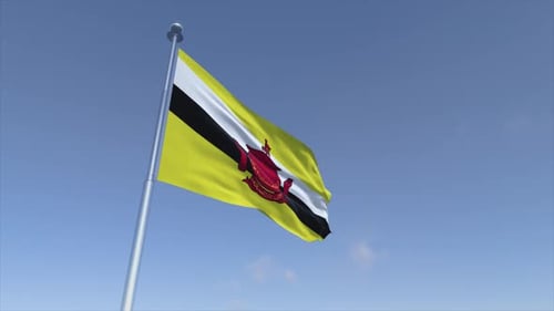 Realistic 3D Brunei Flag Waving in the Wind