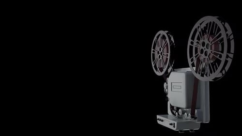 Animated Vintage Movie Projector with Spinning Reels