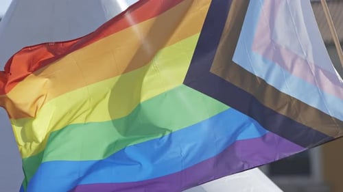 Progress Pride Flag Waving Symbol of Diversity