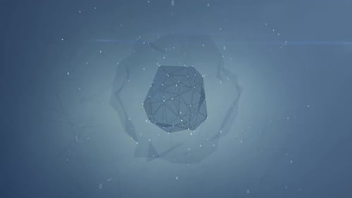 Cluster of spheres and particles levitate. Scince fiction design. Seamless loop