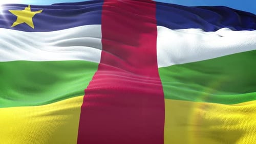 Central African Republic Flag Waving in Wind Loop