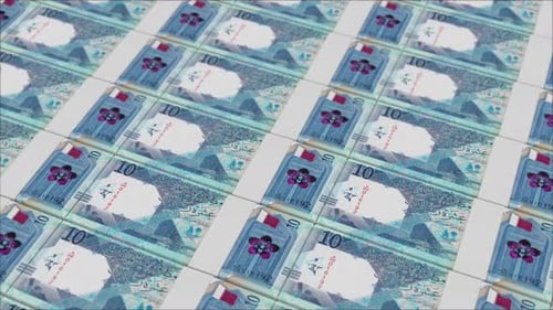 Qatari Riyal Banknotes Printing Financial Background