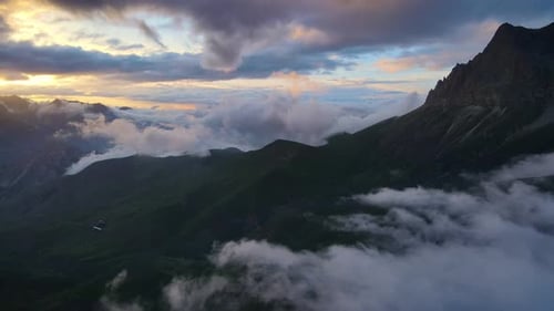 Actoprak Mountain Pass Aerial View Evening Allure Beautiful Sunset Cloudy Sky Mountain Pass Caucasus