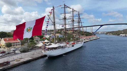 United Nations Ship At Punda Curacao. Caribbean Island.