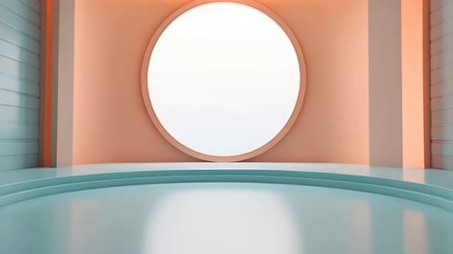 Podium Futuristische Vitrine mit Plattform für Produktausstellungen. Leeres modernes Bühnendisplay