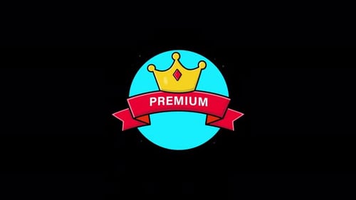 Animated Premium Label with Golden Crown and Ribbon