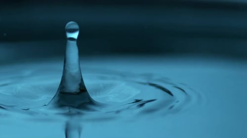 Water Drop Splashes and Creates Ripples in Clear Water