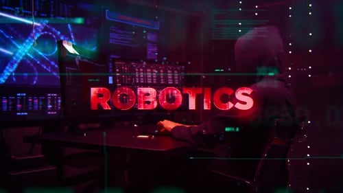 Robotics Word On Hacker Concept Technology Futuristic Data Background