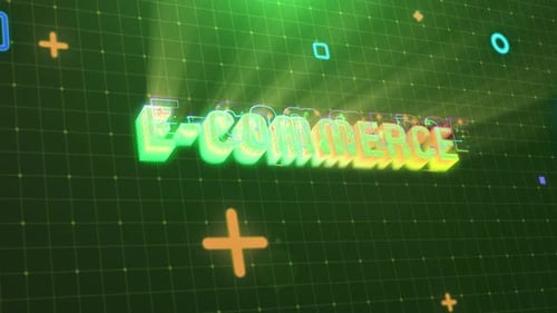 Digital Grid Opener with Glitching E-Commerce Text