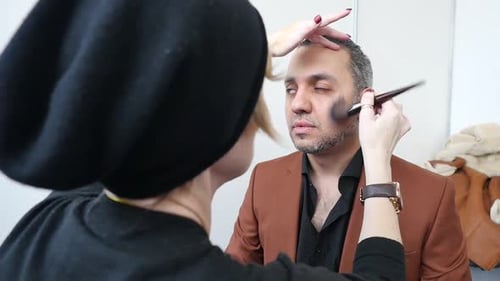 Makeup Application Session Featuring a Professional Model in a Captivating Studio Environment