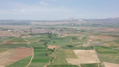 Aerial View Of The Township And Fertile Farmland