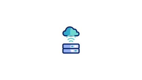 Animated Cloud Server Data Transfer Icon in Flat Design