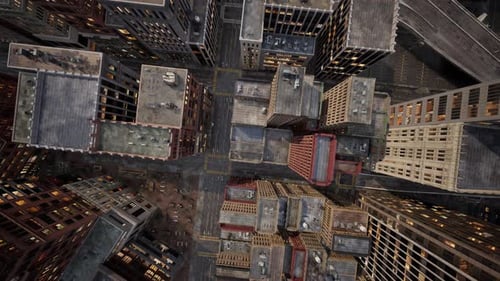 Vista aérea de la ciudad con encrucijadas y edificios