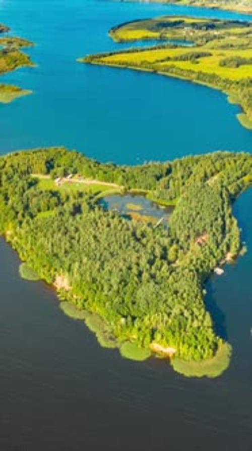 Aerial View of Lush Green Tropical Island