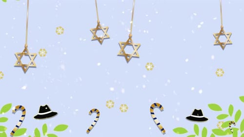 Animated Golden Hanukkah Stars and Festive Decorations Background