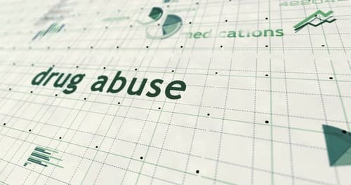 Drug abuse and addiction charts and graphs 3d colorful diagram on paper