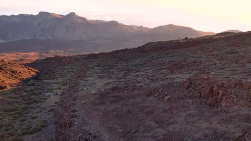 Aerial View of Teide Volcano Lava Field Tenerife Canary Islands
