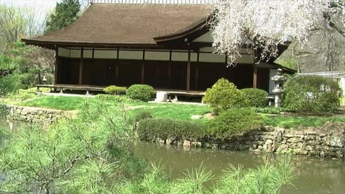 Traditional Japanese House near Pond in Lush Garden