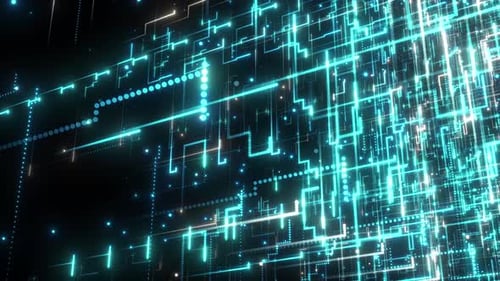Futuristic Data Flow Lines and Dots Technology Background