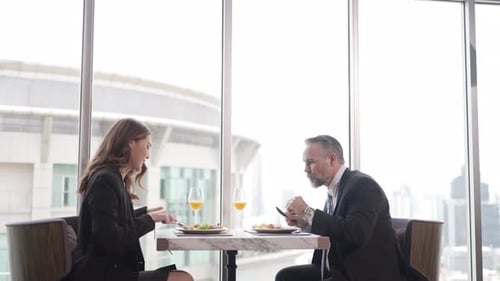 Businessperson take a meal at the hotel.
