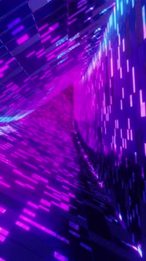 3D Render Loop Animation of Tunnel with Glowing Neon Pattern
