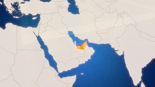 Animated Highlight of United Arab Emirates on World Map