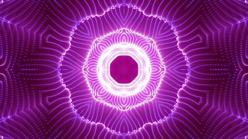 Abstract Glowing Purple Kaleidoscope Tunnel Seamless Loop