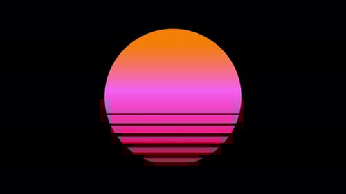 Synthwave Sun On Transparent Background